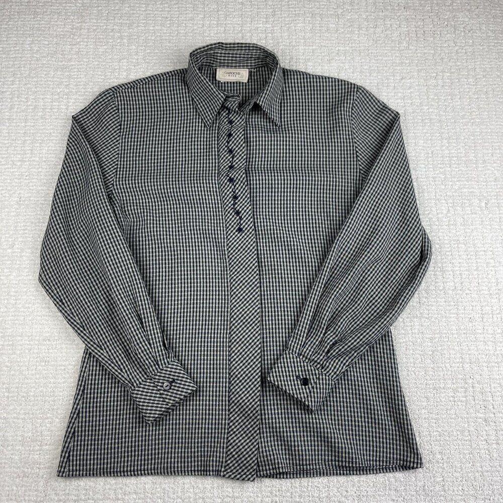 Vintage Garoche Mode Dress shirt Floral Button Up Men Size S Canada made Plaid